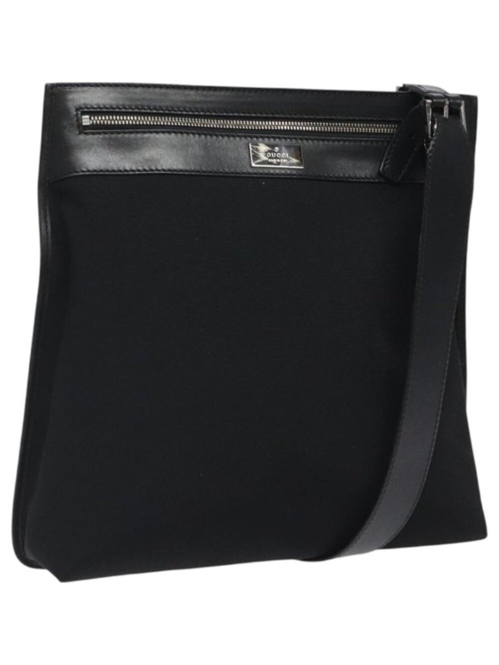 GUCCI Shoulder Bag Nylon Black Silver 92560